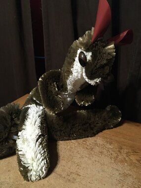 VINTAGE WIRED KANGAROO 38" MADE FROM PLASTIC BAGS SCULPTURE PLASTIC EYES MOUTH